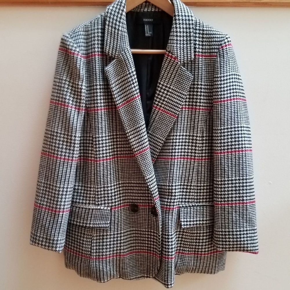 Womens Blazer Plaid Houndstooth